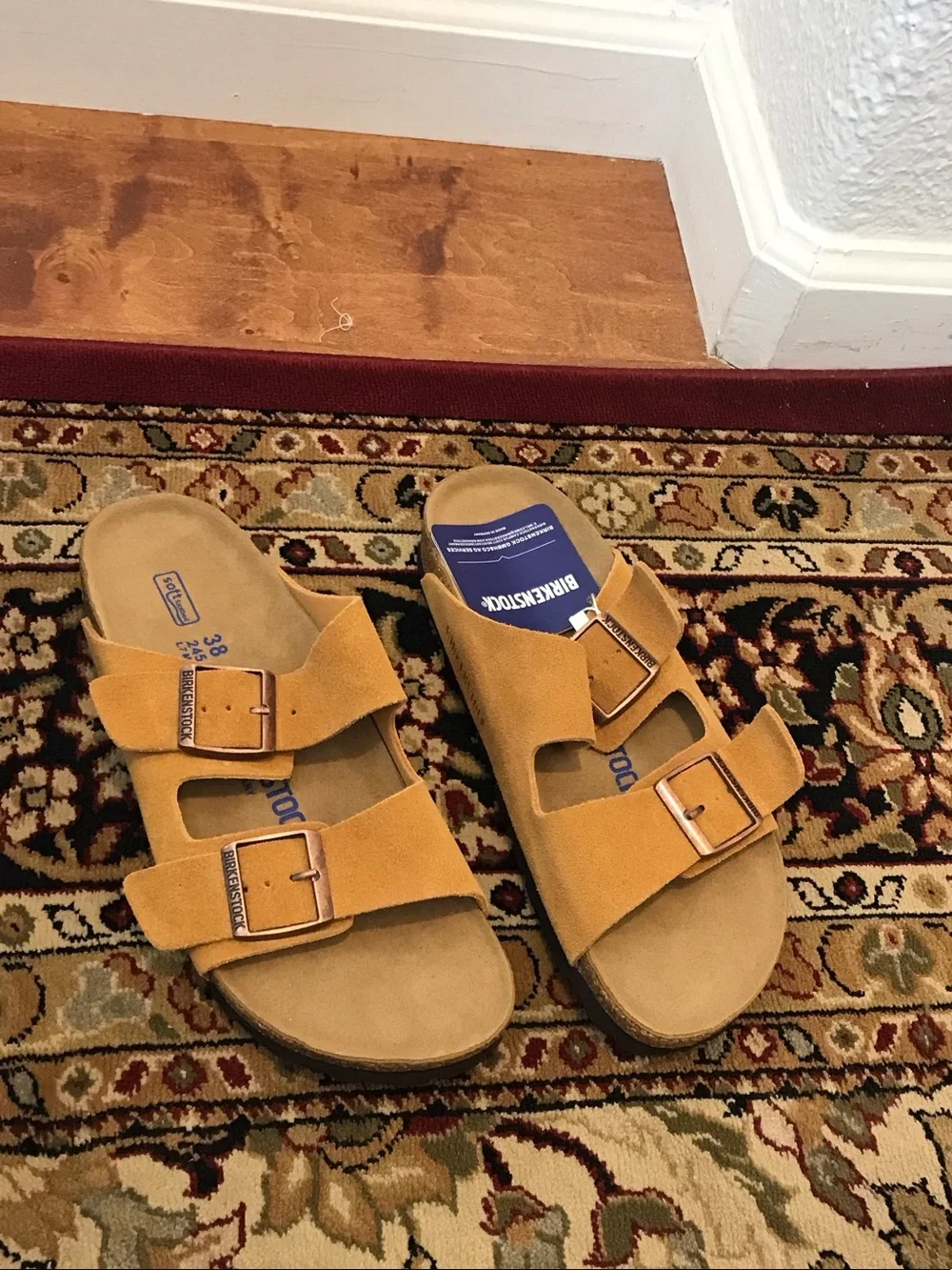 Birkenstock Arizona Suede Two-Buckle Sandals in Mink